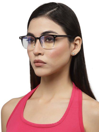 Gradient Black and Transparent Square Eyeglasses for Men and Women