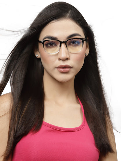 Gradient Black and Transparent Square Eyeglasses for Men and Women