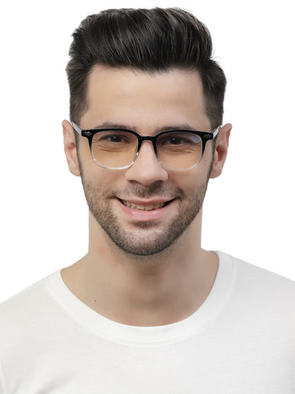 Gradient Black and Transparent Square Eyeglasses for Men and Women