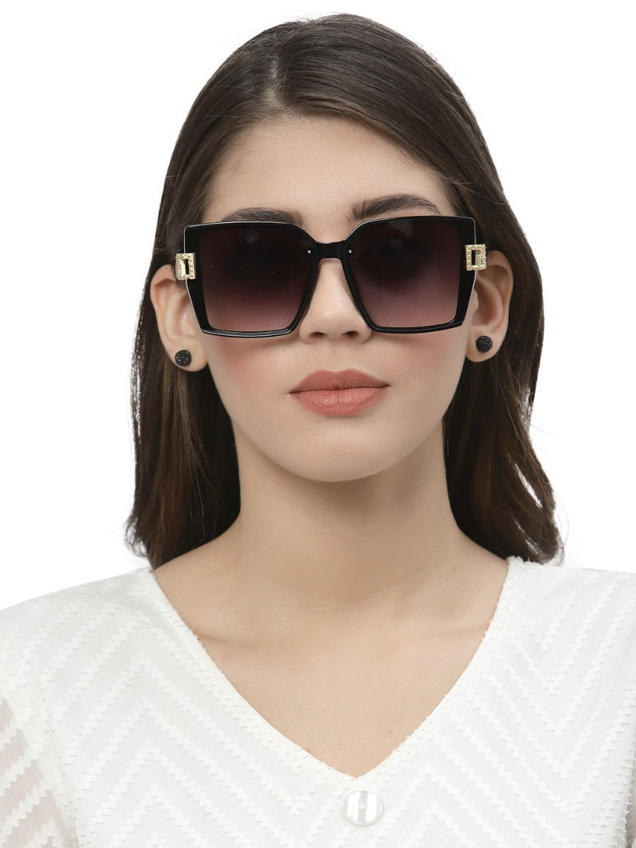 Gradient Black Square UV 400 Polarised Sunglass for Women