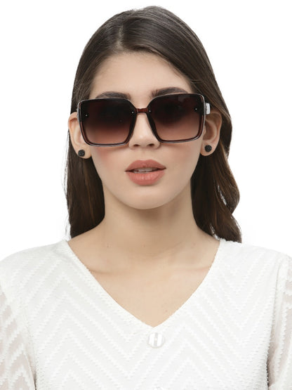 Gradient Dark Brown Square UV Sunglass for Women