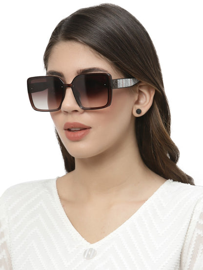 Gradient Dark Brown Square UV Sunglass for Women