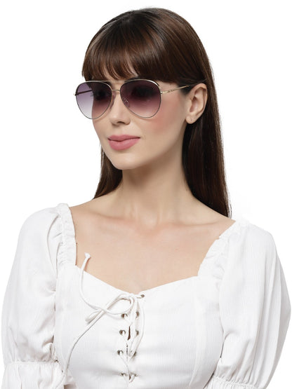 Golden Gradient Purple Aviator Sunglass for Men and Women
