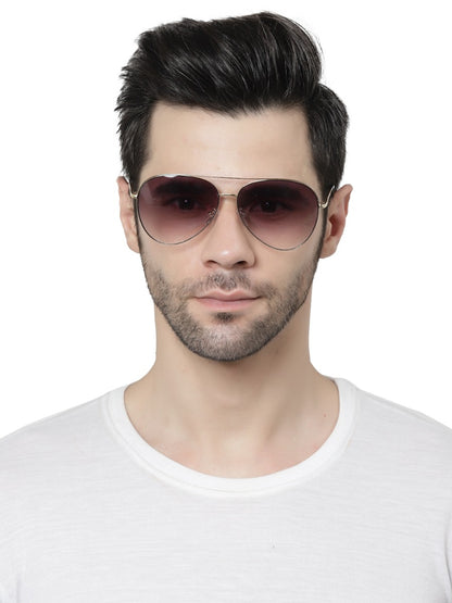 Golden Gradient Purple Aviator Sunglass for Men and Women