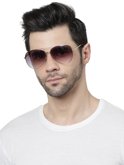 Golden Gradient Purple Aviator Sunglass for Men and Women