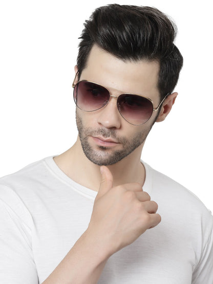 Golden Gradient Purple Aviator Sunglass for Men and Women