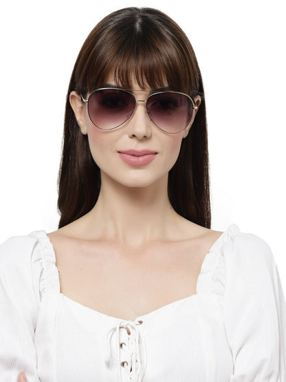 Golden Gradient Purple Aviator Sunglass for Men and Women