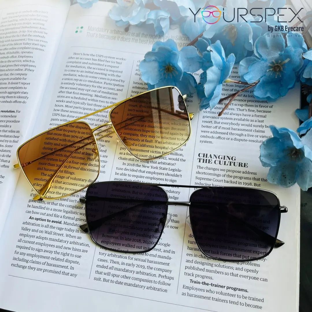 Gradual Brown Square Shaped Golden Frame UV Sunglass for Men & Women