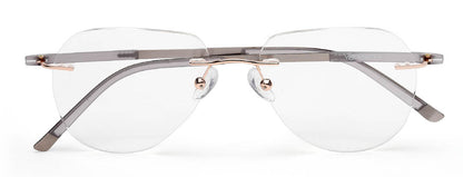 Grey Aviator Rimless Metal Frame for Men & Women