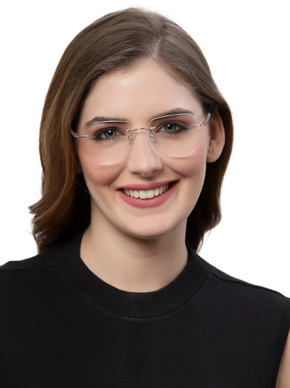 Grey Aviator Rimless Metal Frame for Men & Women