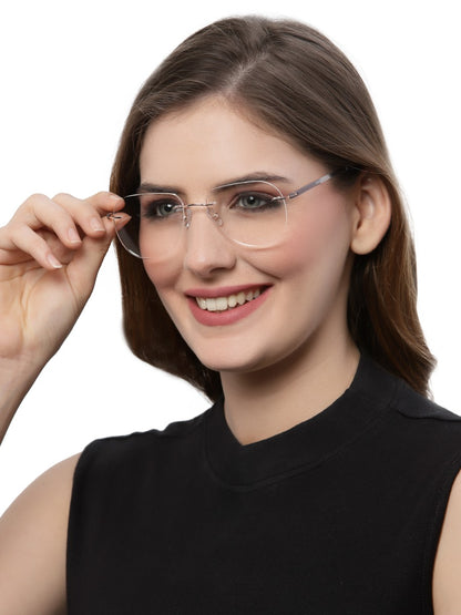 Grey Aviator Rimless Metal Frame for Men & Women