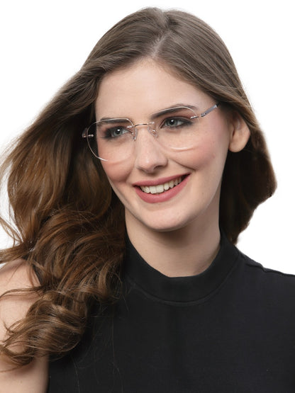 Grey Aviator Rimless Metal Frame for Men & Women