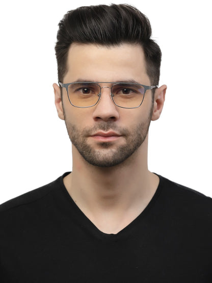 Grey Matte Rectangle Eyeglasses for Men