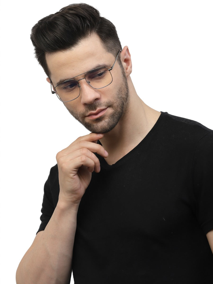 Gunmetal Square Eyeglass for Men