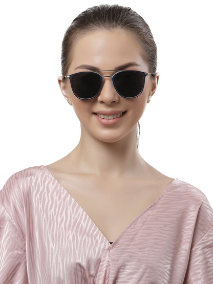 Blue/Silver Wayfarer Full Rim Metal Sunglasses