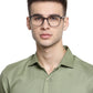 Grey Glossy Square Full Rim Acetate Glasses Frames for Men