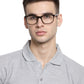 Dark Brown Rectangle Full Rim Acetate Eyeglass Frame for Men