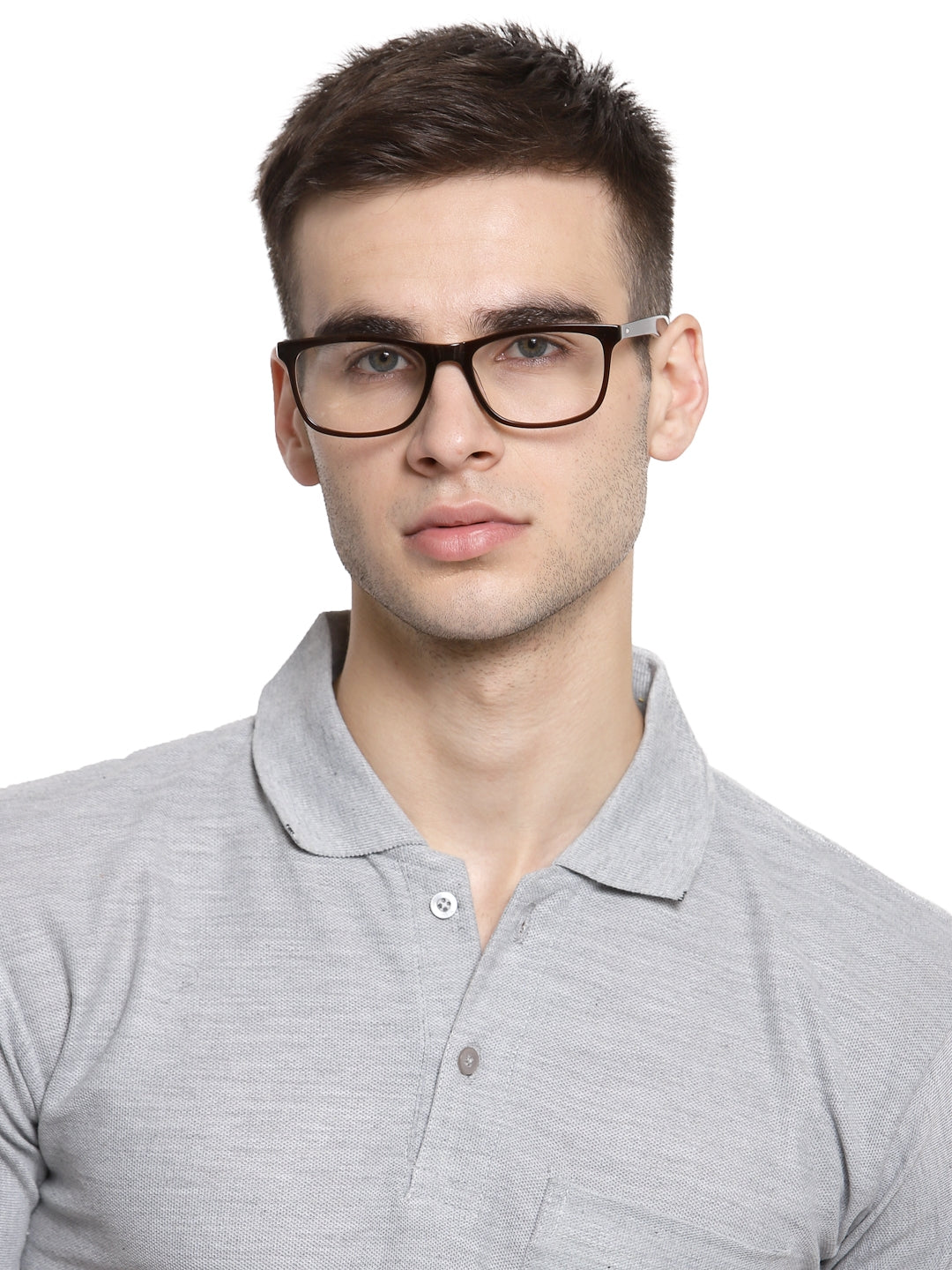 Dark Brown Rectangle Full Rim Acetate Eyeglass Frame for Men