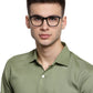 Dark Blue Square Full Rim Acetate Metal Frame for Men