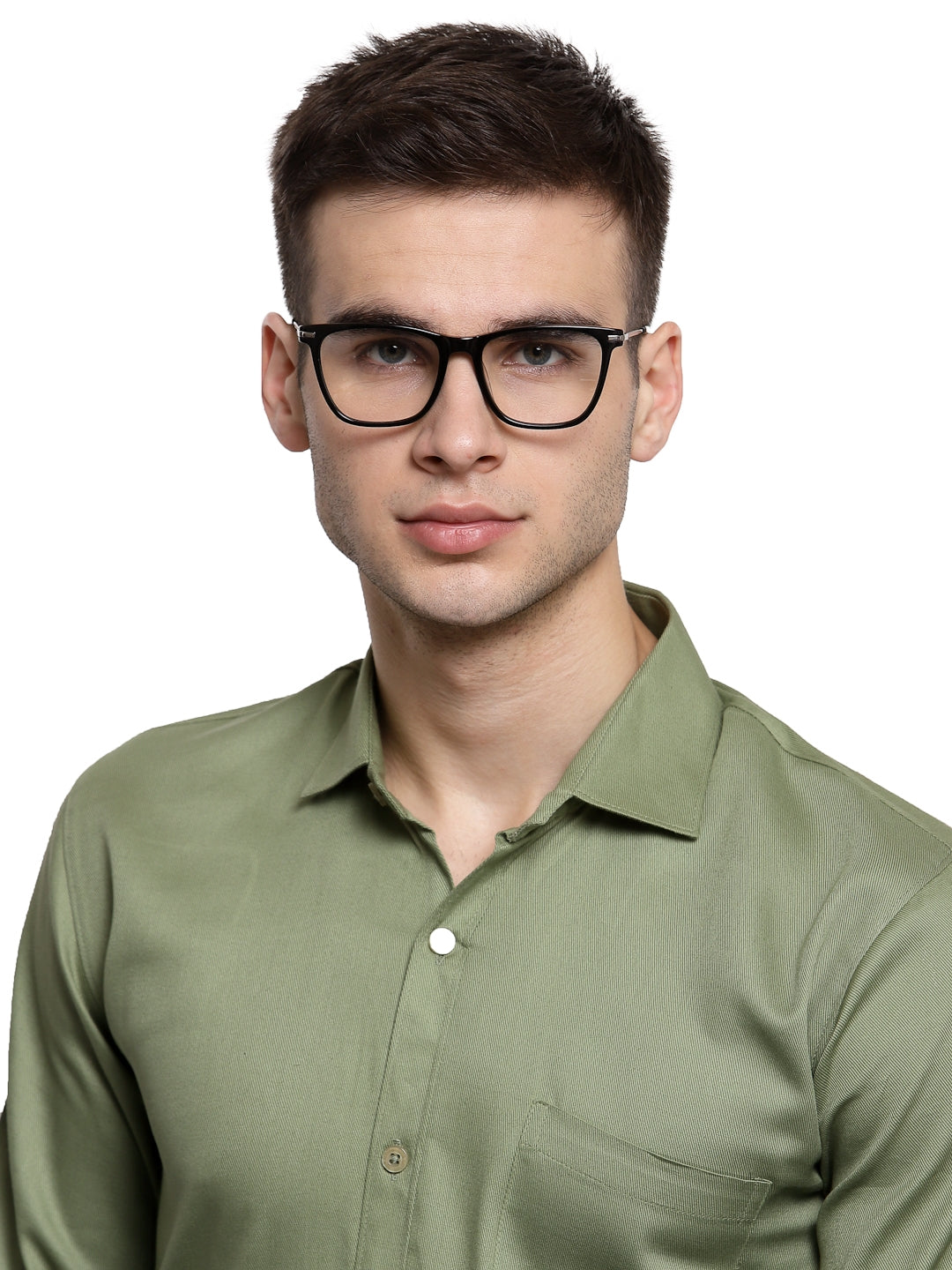 Dark Blue Square Full Rim Acetate Metal Frame for Men