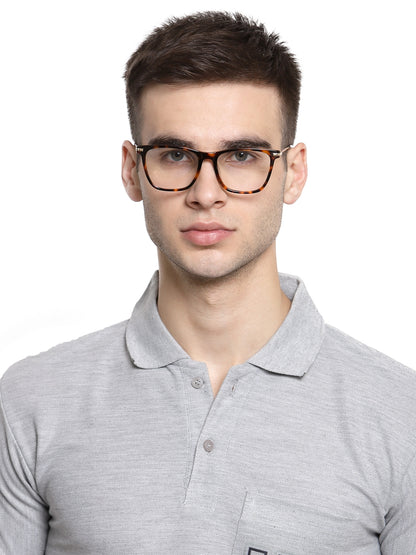 Brown Tort Square Full Rim Acetate Metal Frame for Men