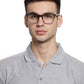 Transparent Grey Square Full Rim Acetate Frame for Men