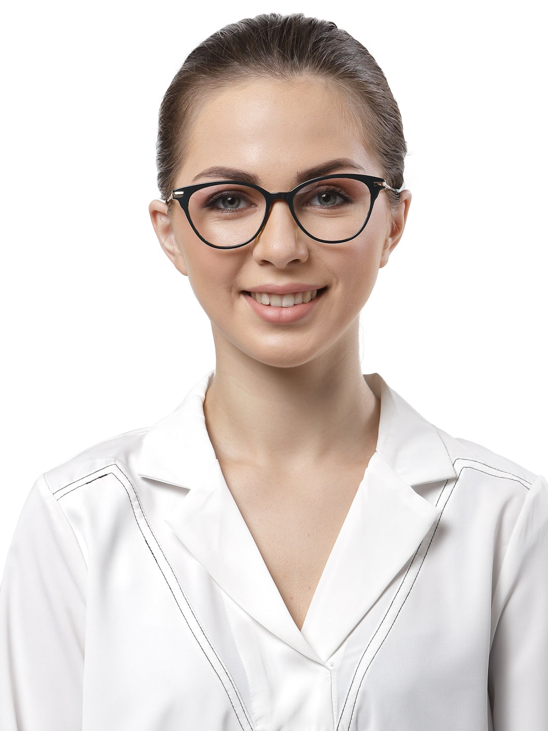 Brown/Multi Tort Cateyes Full Rim Acetate Metal Eyeglass Frame for Women