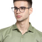 Grey Glossy Square Full Rim Acetate Glasses Frames for Men