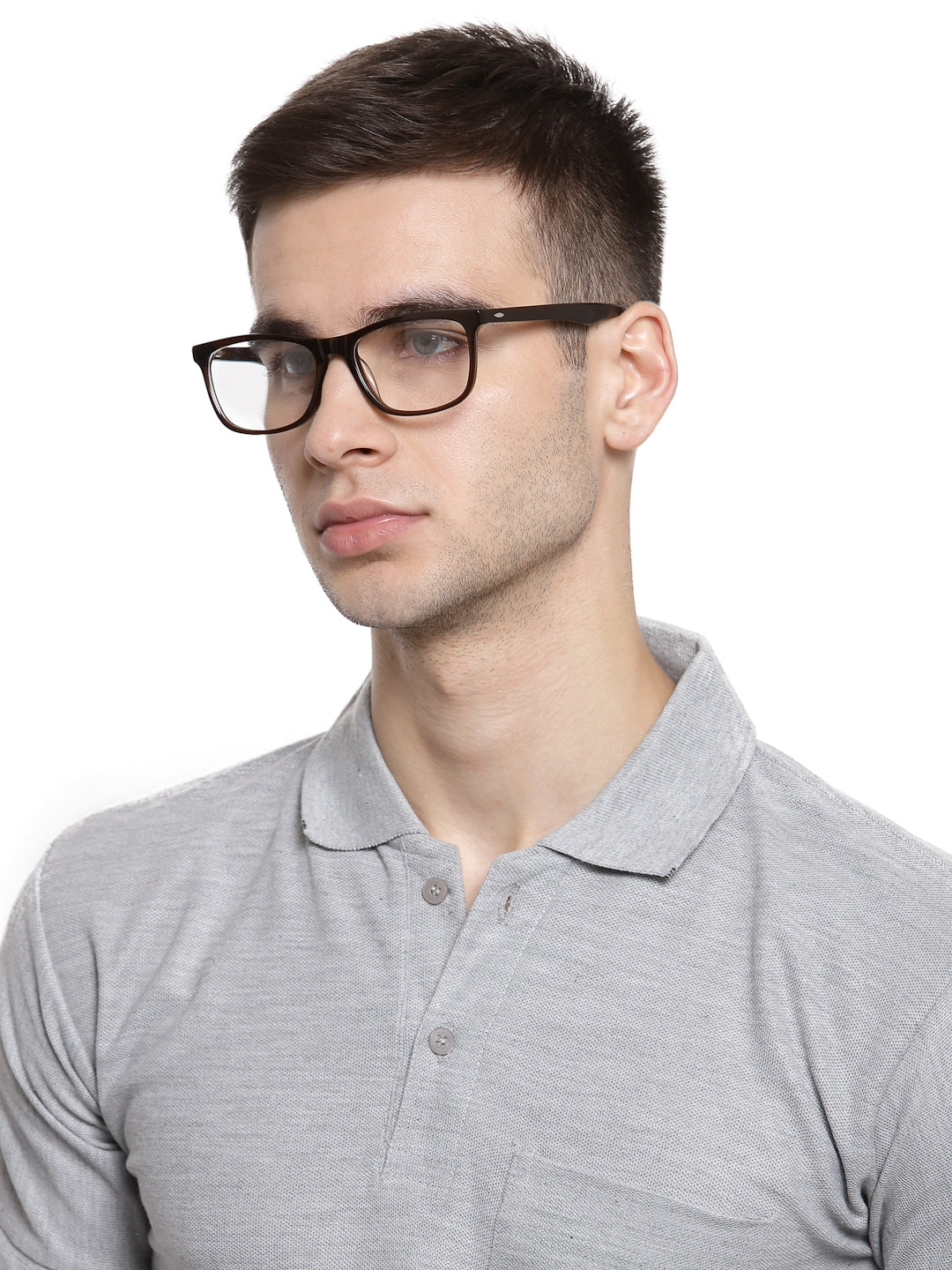 Dark Brown Rectangle Full Rim Acetate Eyeglass Frame for Men