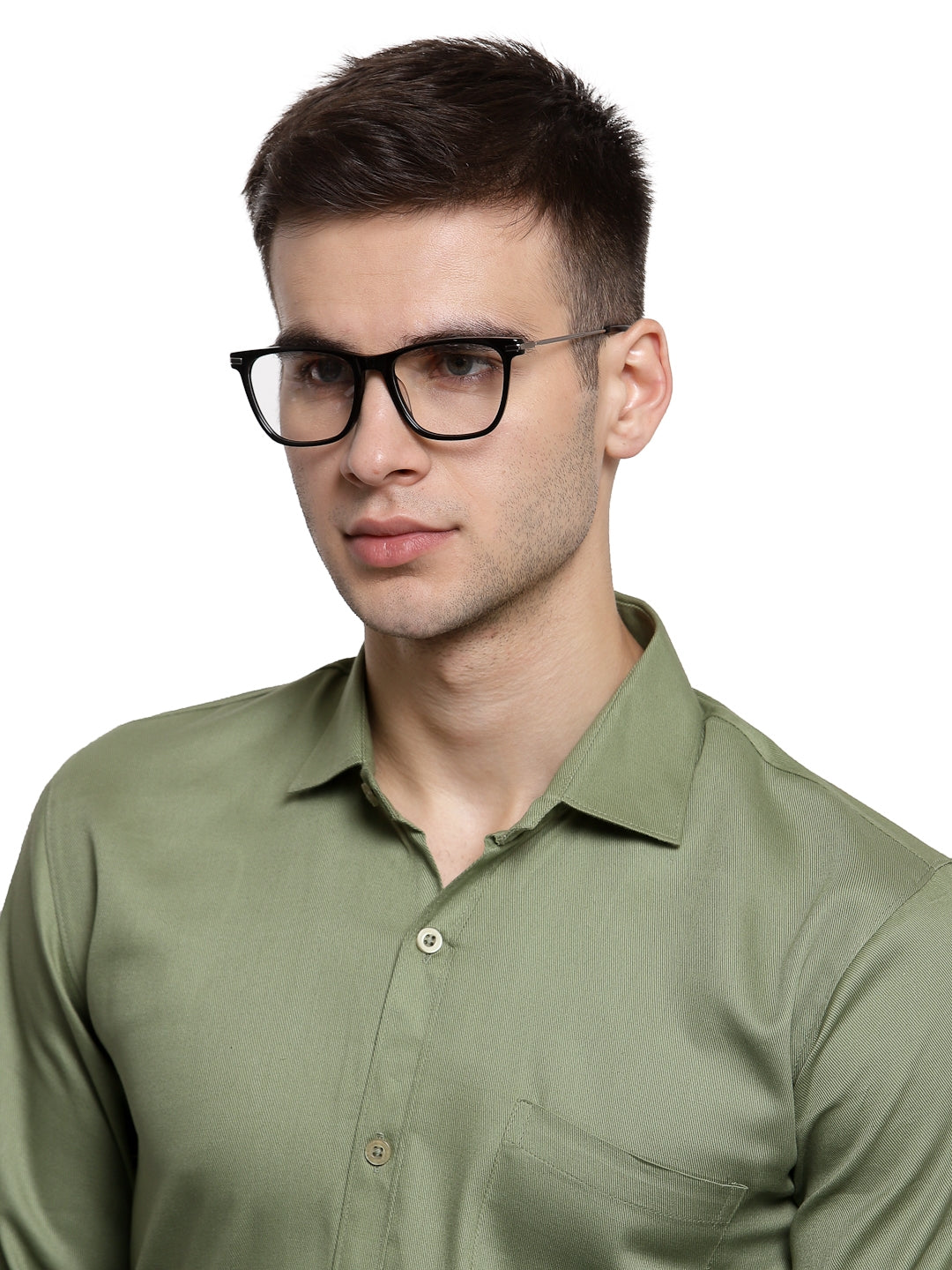 Dark Blue Square Full Rim Acetate Metal Frame for Men