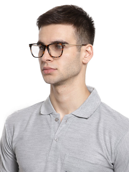 Brown Tort Square Full Rim Acetate Metal Frame for Men