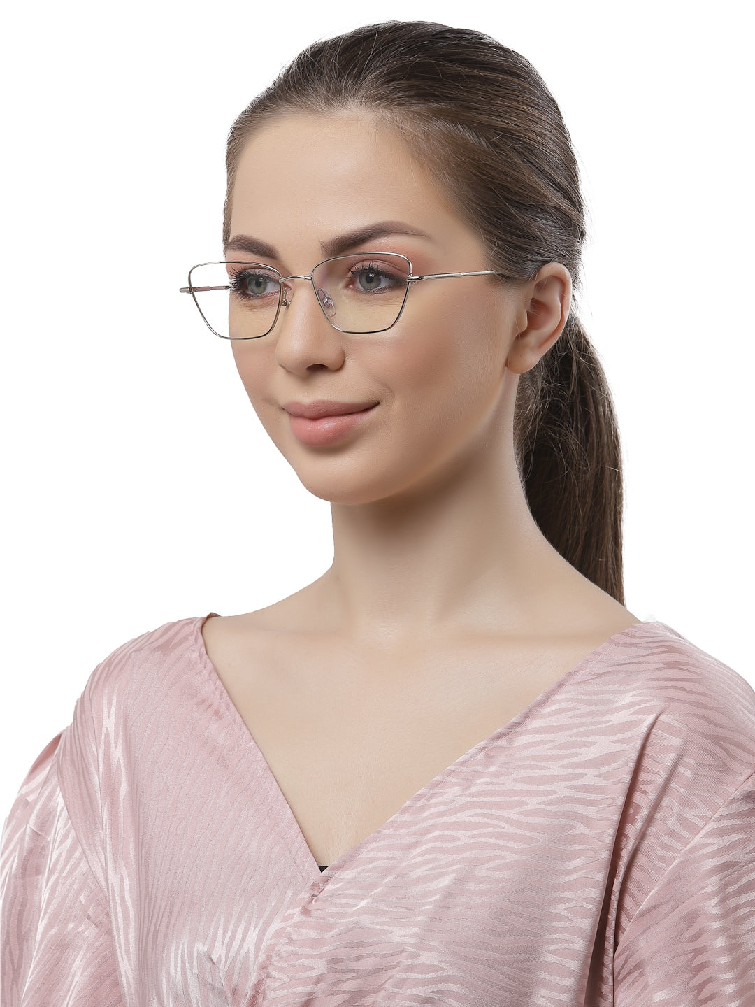 YourSpex Women Cat Eye Glasses Frames in Silver Full Rim Metal