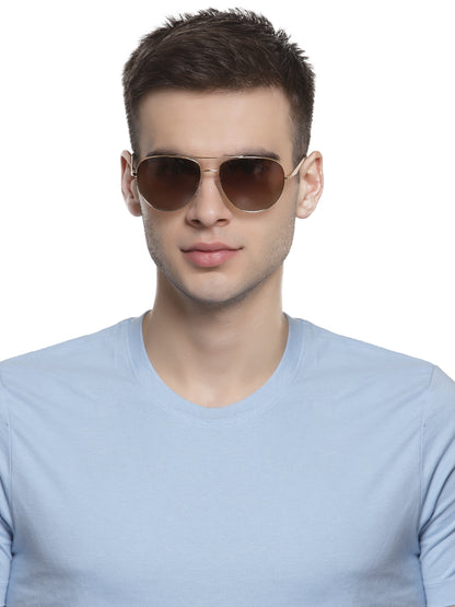 Golden Aviator Full Rim Metal Sunglasses