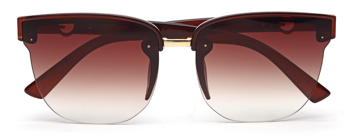 Dark Brown Clubmaster Half Rim with Gradient Black UV Sunglasses for Women