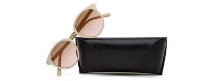 Beige Oval Full Rim Acetate Frame Sunglass for Women