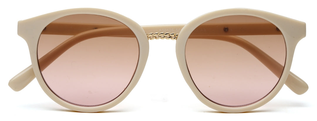 Beige Oval Full Rim Acetate Frame Sunglass for Women