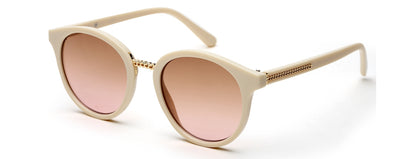 Beige Oval Full Rim Acetate Frame Sunglass for Women