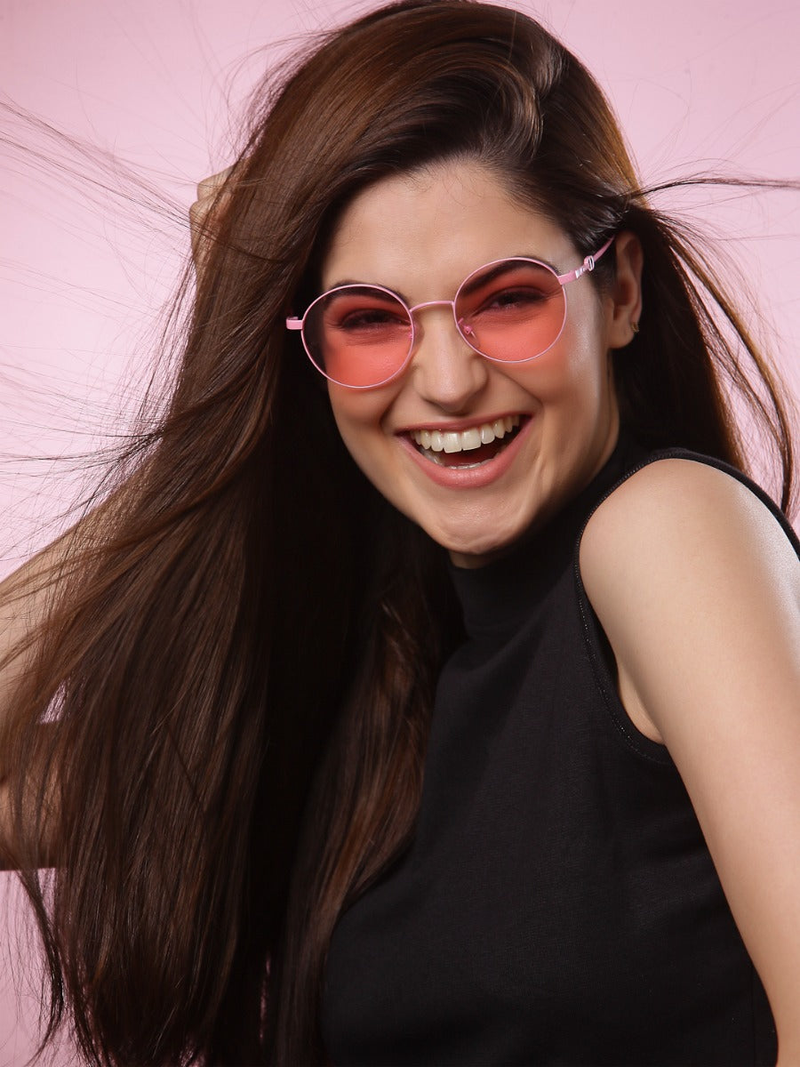 Pink Shade Round Shape UV Sunglass