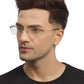 Gold Black Rectangle Half Rim Metal Frame for Men