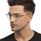 Black Silver Rectangle Half Rim Frame for Men