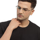 Black Silver Rectangle Half Rim Frame for Men