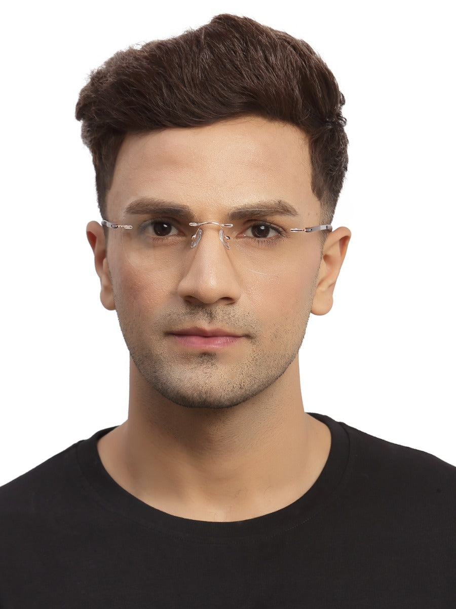 Grey Aviator Rimless Metal Frame for Men & Women