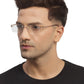 Brown Rectangle Rimless Metal Frame for Men & Women