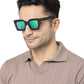 Thick Square Green Mirror Sunglass