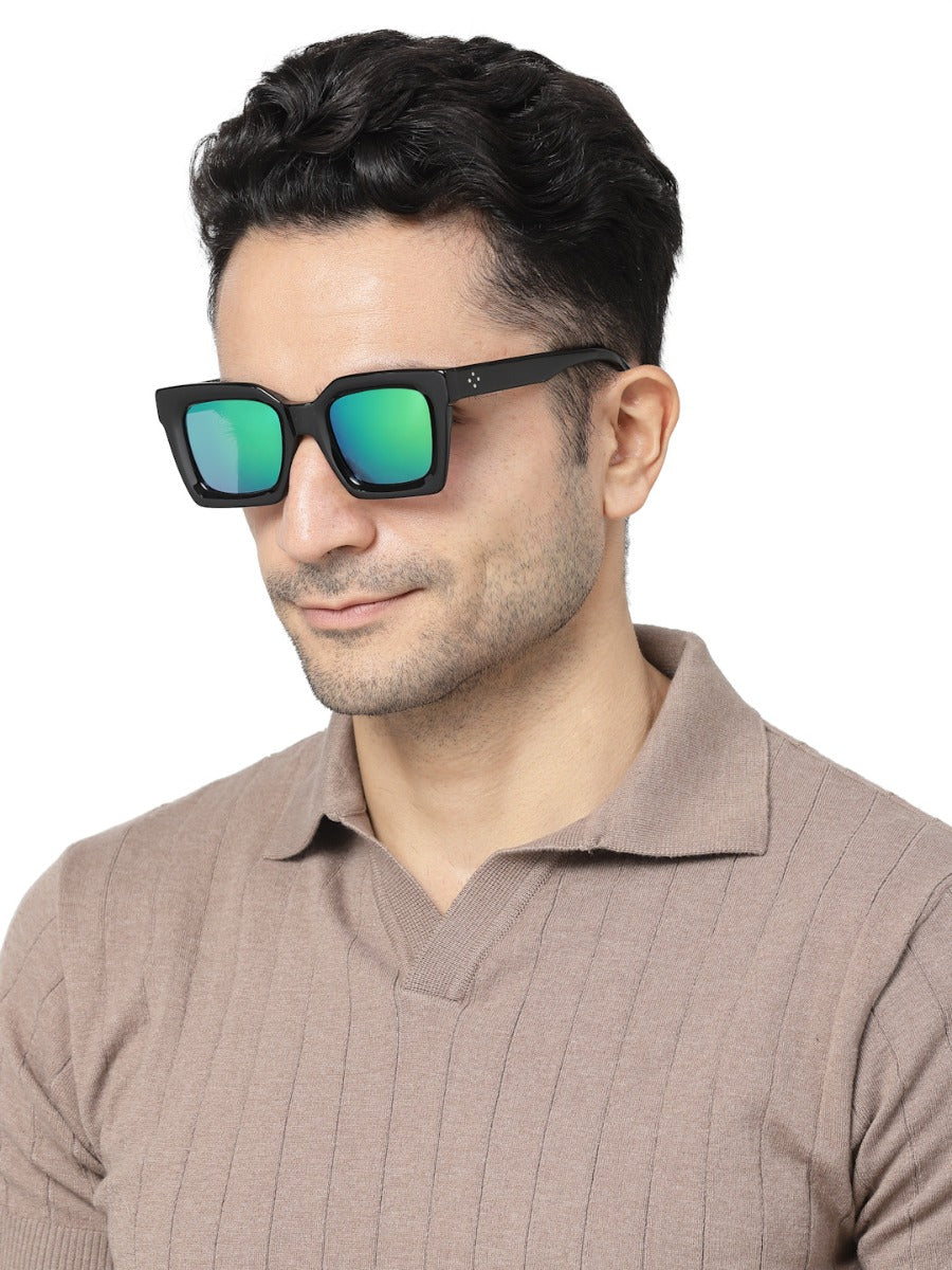 Thick Square Green Mirror Sunglass