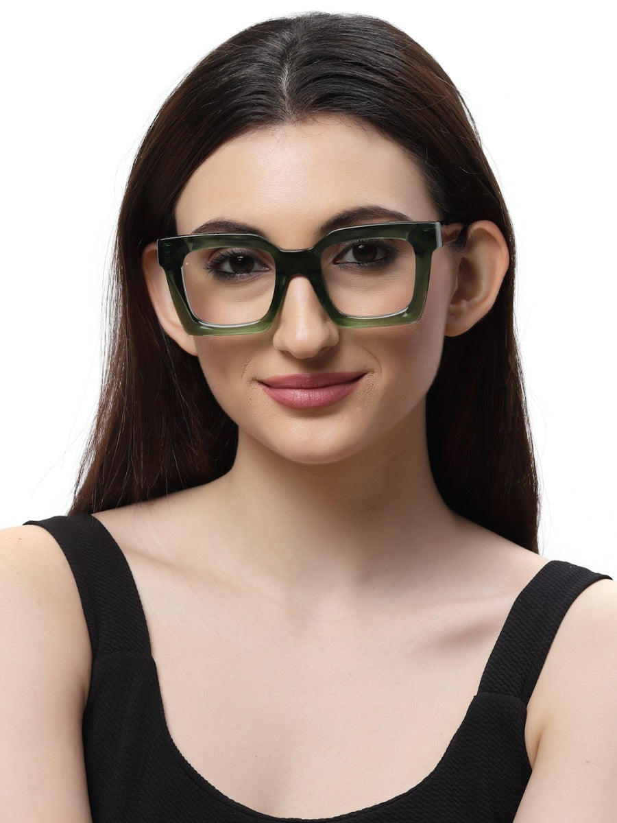 Thick Green Square Full Rim Acetate Frame