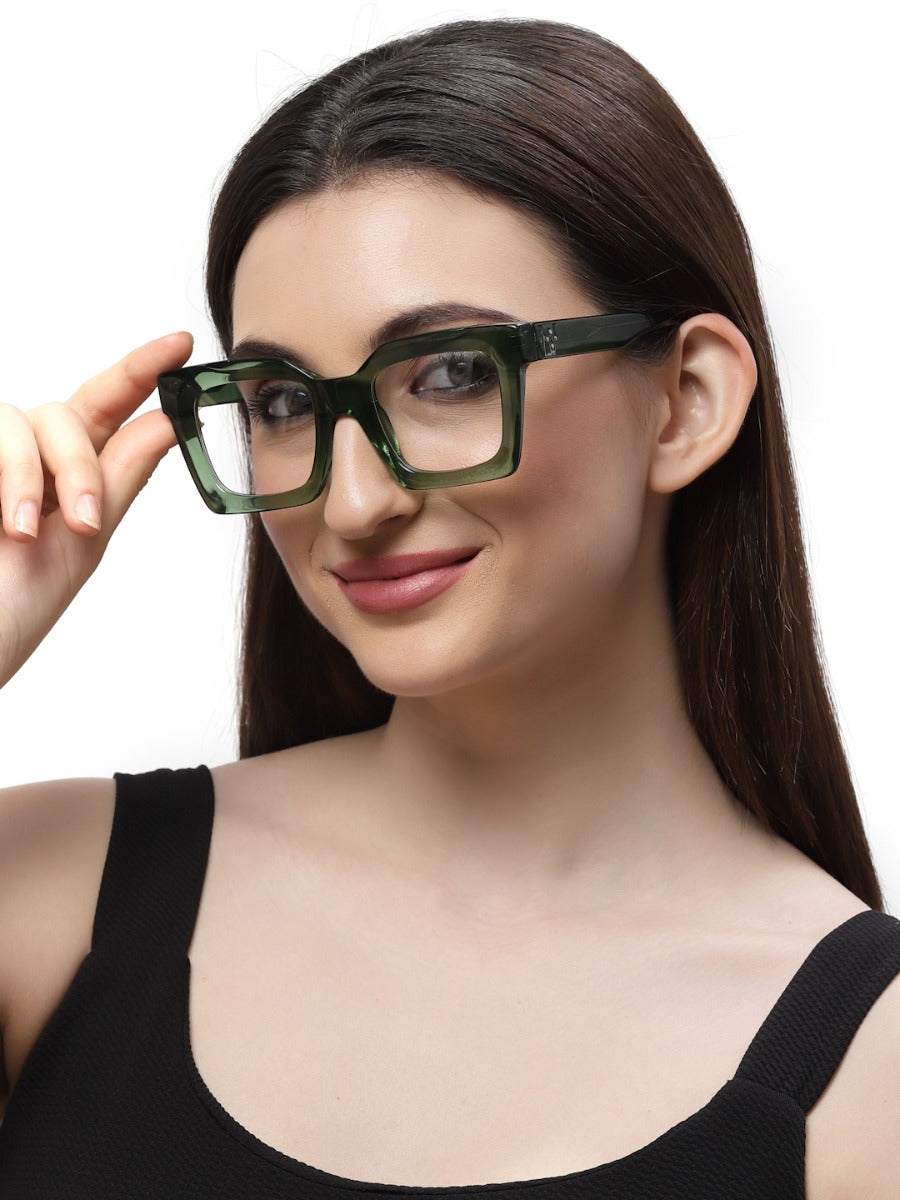 Thick Green Square Full Rim Acetate Frame