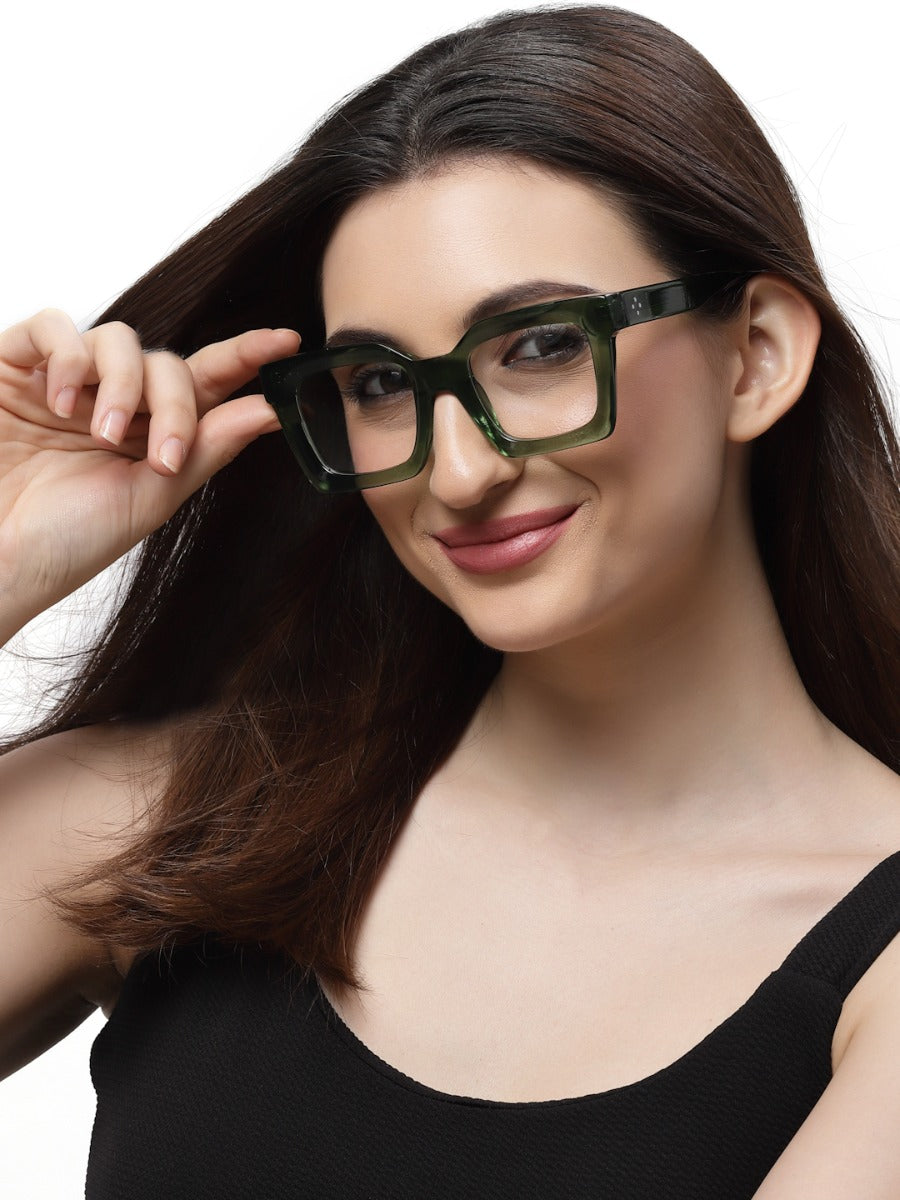 Thick Green Square Full Rim Acetate Frame