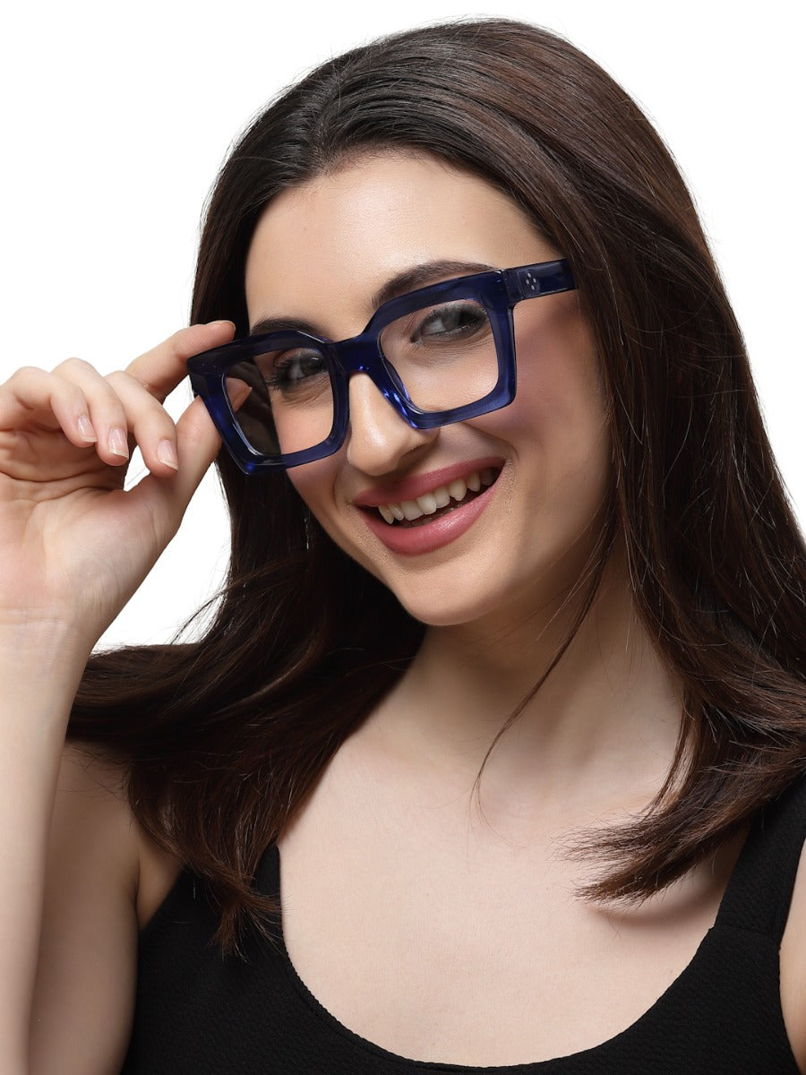 Thick Blue Square Full Rim Acetate Frame