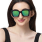 Thick Square Green Mirror Sunglass